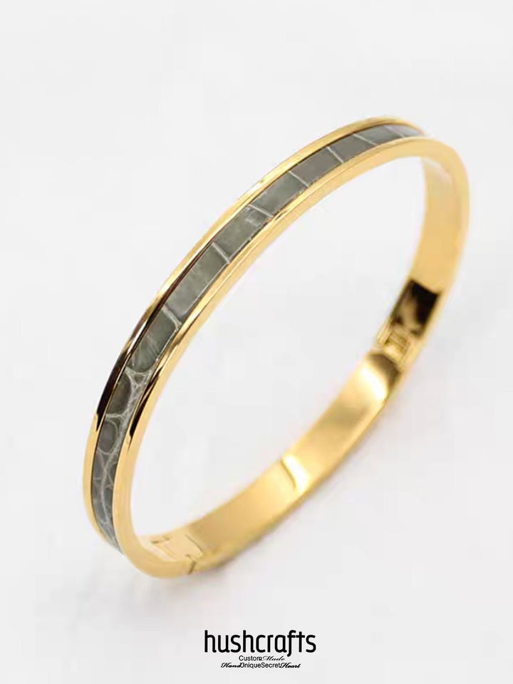 Golden Ripple Bangle - Alligator - hushcrafts
