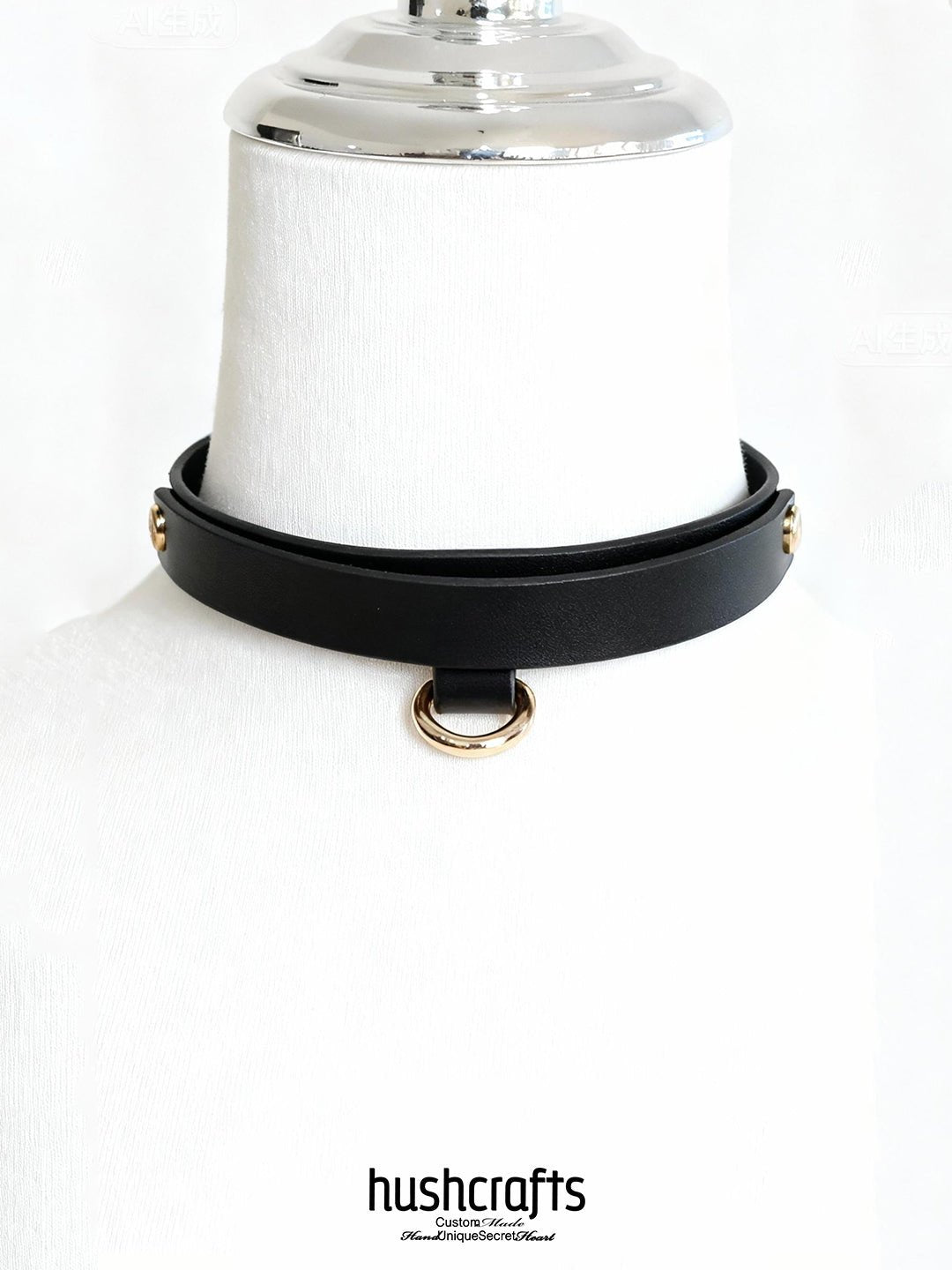 "Letter Luxe" Custom Black Leather Choker - hushcrafts