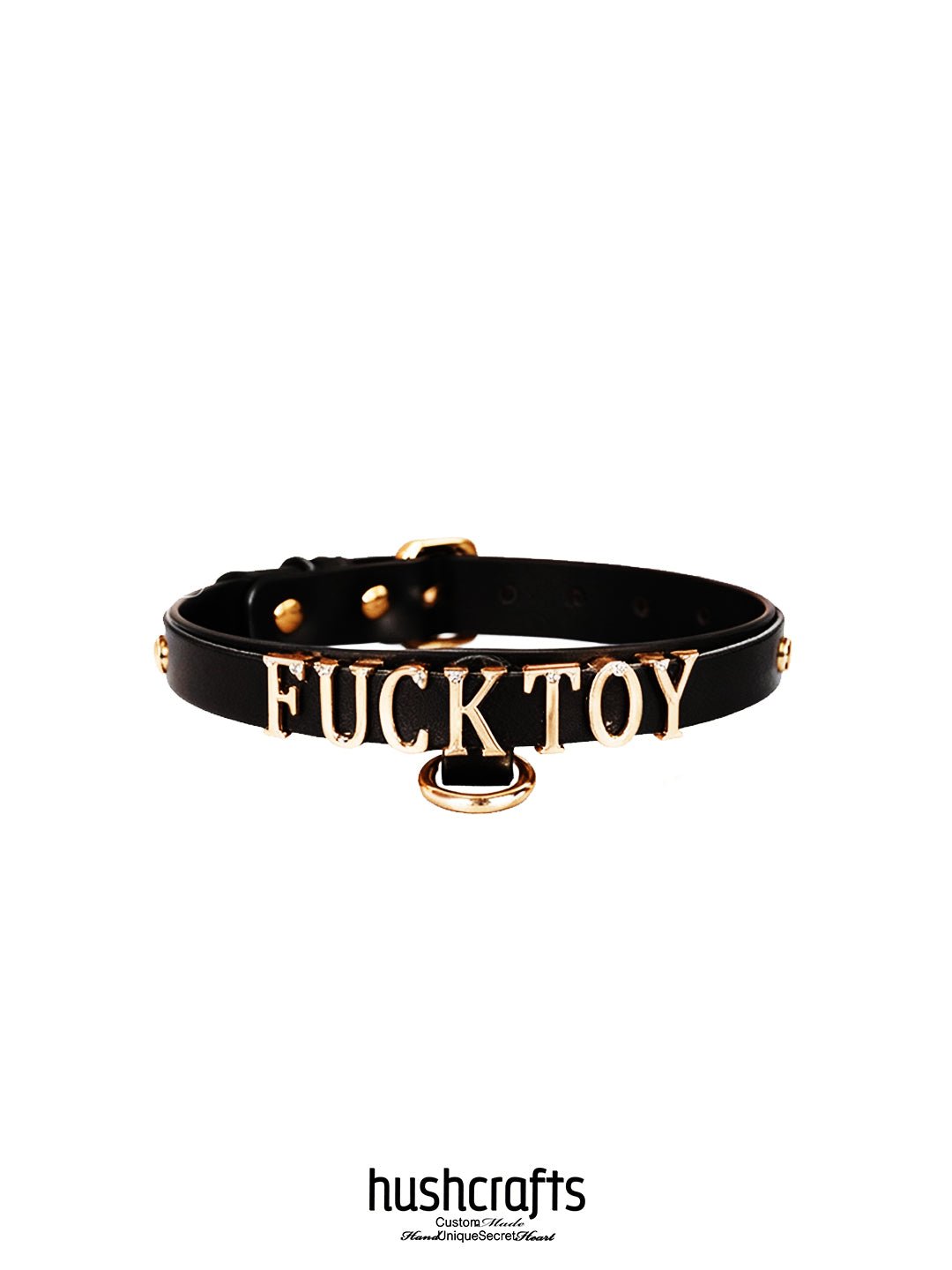 "Letter Luxe" Custom Black Leather Choker - hushcrafts