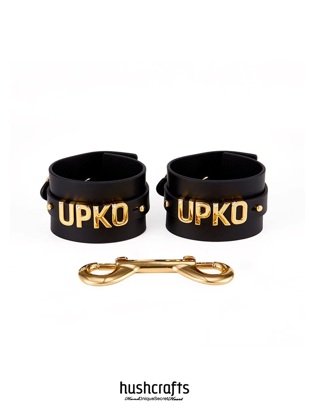 "Letter Luxe" Custom Black Leather Cuff - hushcrafts