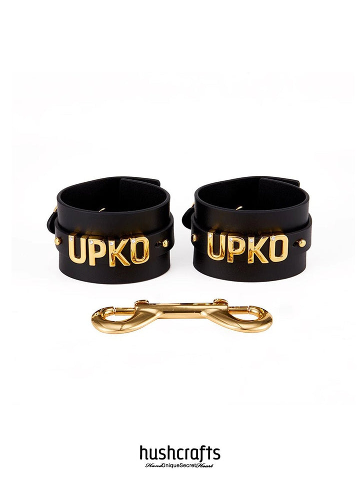 "Letter Luxe" Custom Black Leather Cuff - hushcrafts