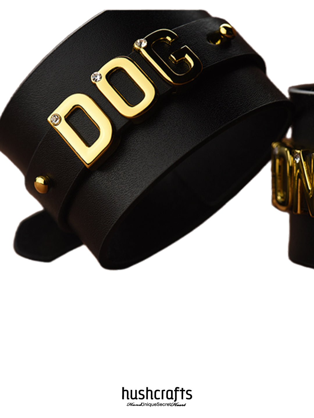 "Letter Luxe" Custom Black Leather Cuff - hushcrafts