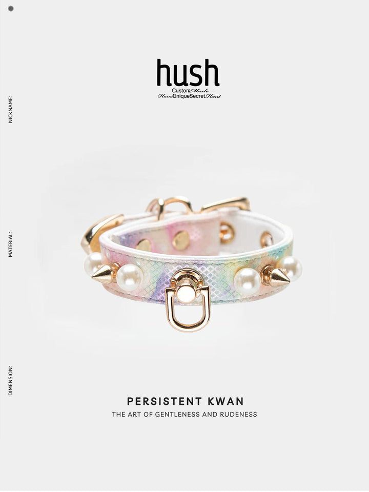 Pink Cuff with chain, vegan leather cuff, cuff with chain and buckle - Hush