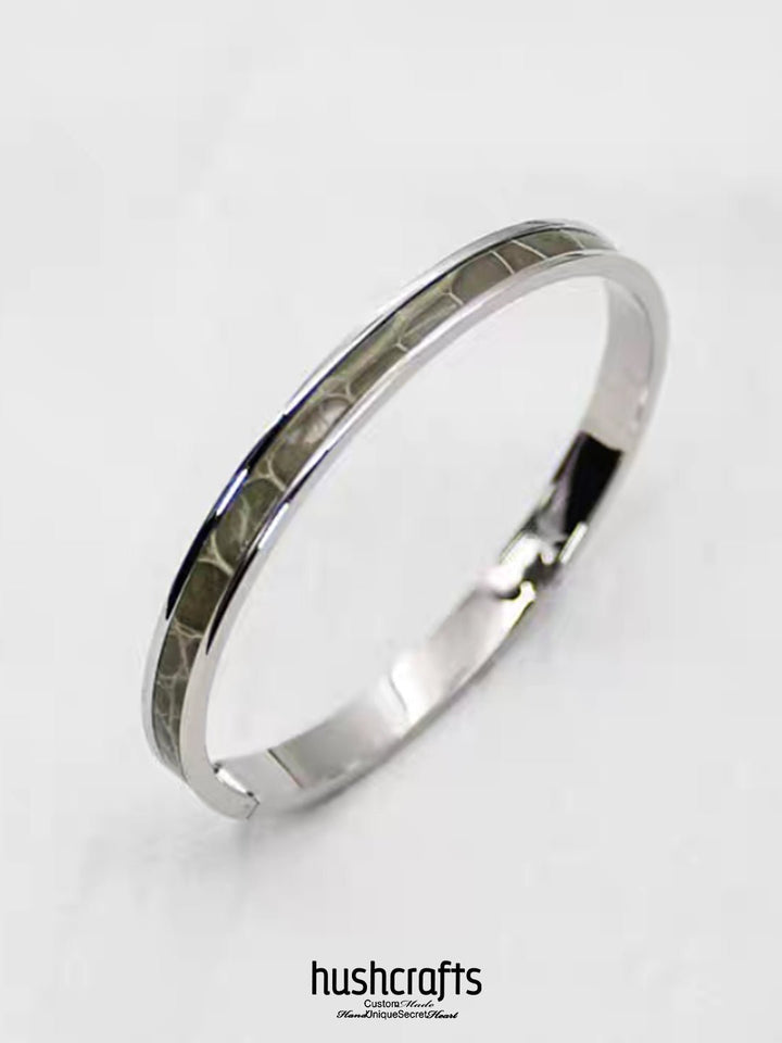 Silver Ripple Bangle - Alligator - hushcrafts