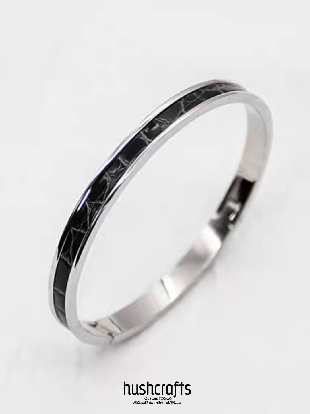 Silver Ripple Bangle - Alligator - hushcrafts