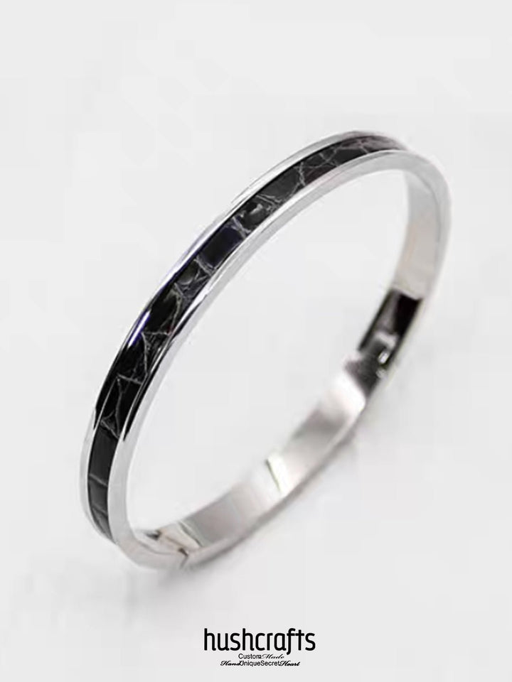 Silver Ripple Bangle - Alligator - hushcrafts