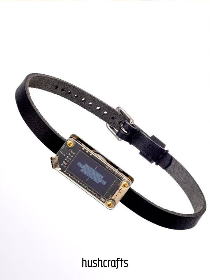 Voice - Activated LED Leather Choker – Sound Reactive Wearable Art - hushcrafts
