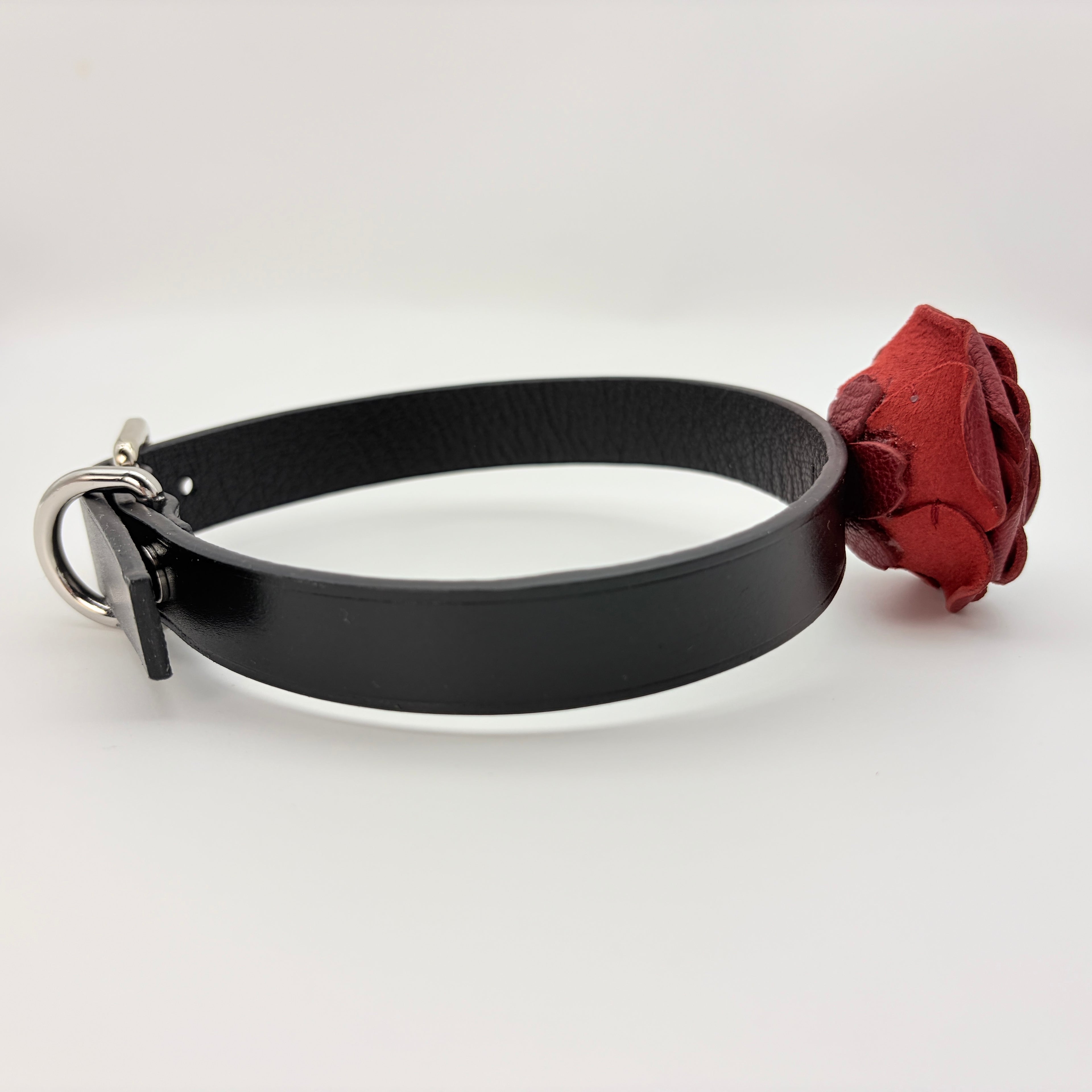 Leather Rose Choker – Handcrafted Lambskin-Lined Collar | Hushcrafts®
