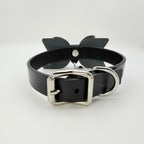 Dark Tender – Leather Bow Choker with Heart Charm | Hushcrafts®