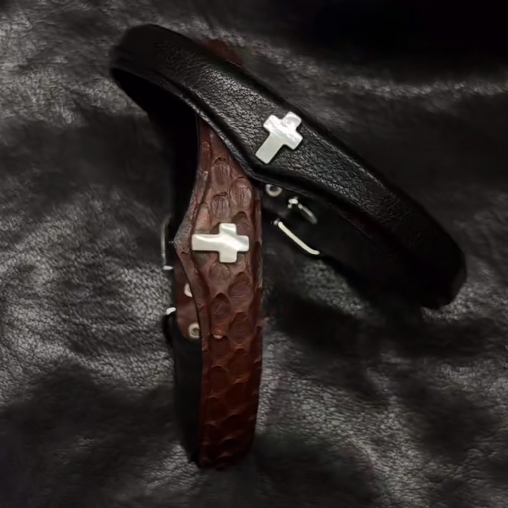 The Relic – Leather Choker with Cross | Hushcrafts®