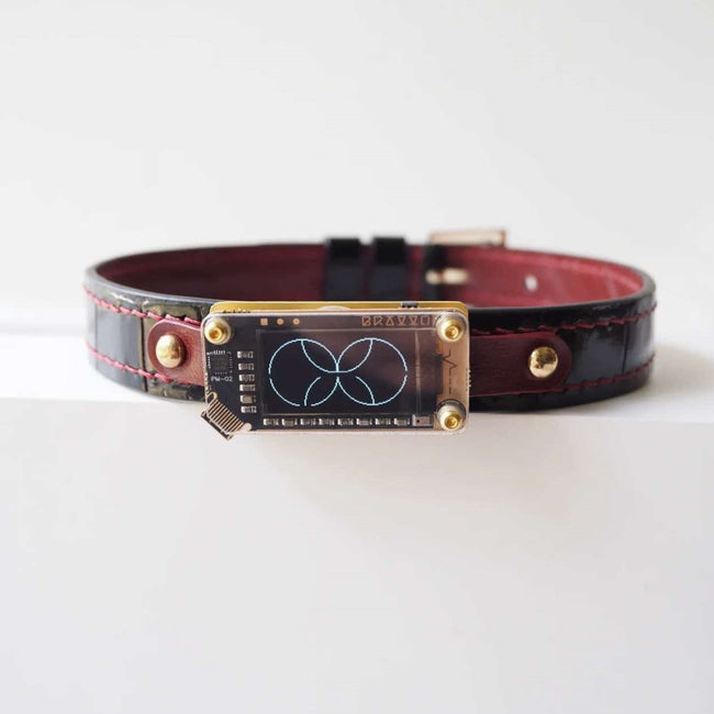 EchoWave Noir – Nile Crocodile Leather LED Choker, Double-Layer | Hushcrafts® Main Image