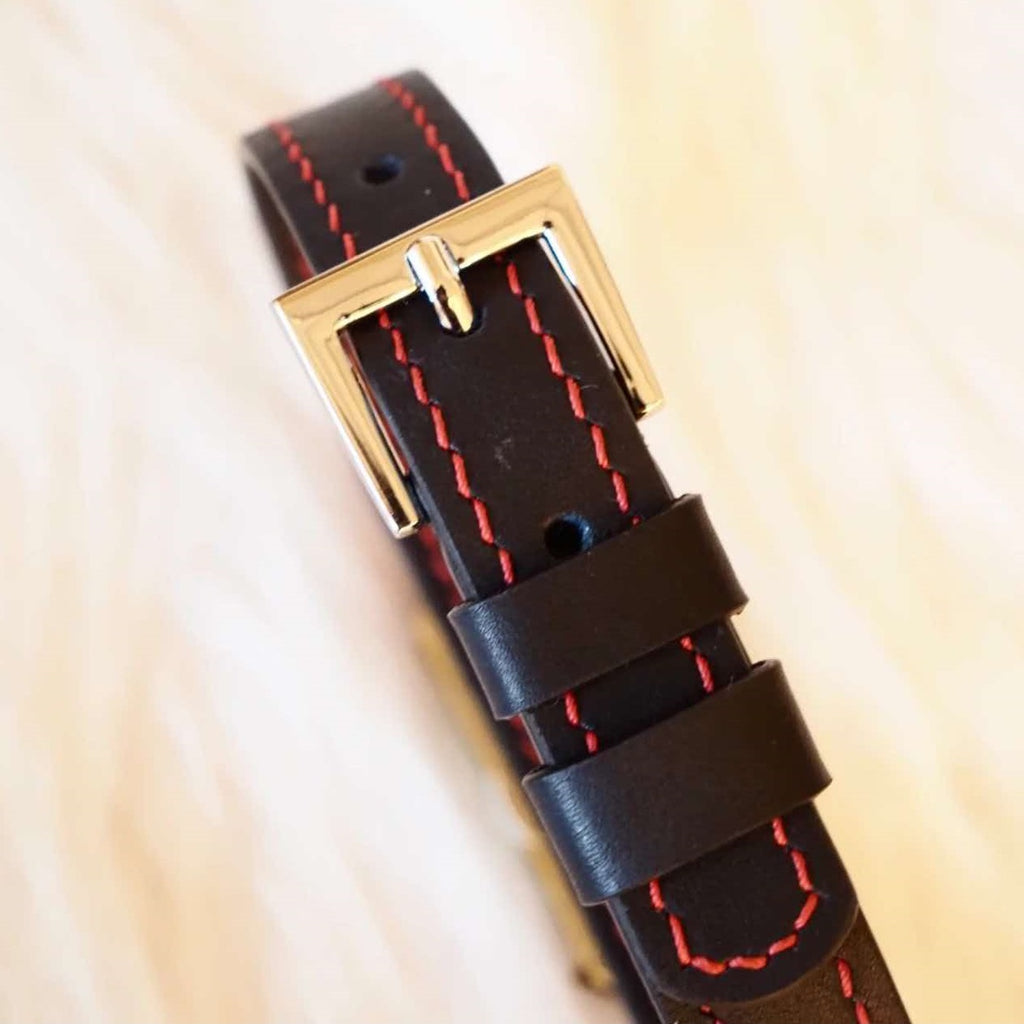 EchoWave Edge – Double-Layer Cowhide LED Choker with O-Rings | Hushcrafts®