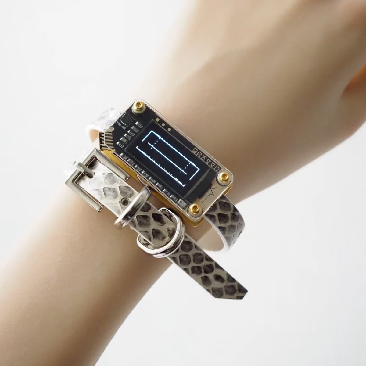 EchoWave II – Snakeskin LED Choker & Bracelet, Custom Engraving | Hushcrafts®