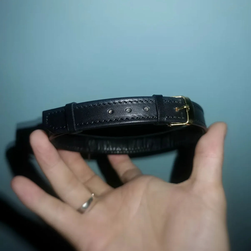 Open Secret – Hand-Stitched Leather Zipper Choker with Hidden Inscription | Hushcrafts®