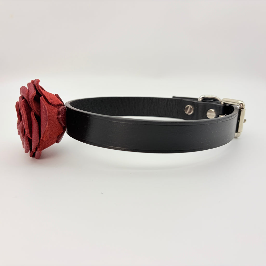 Leather Rose Choker – Handcrafted Lambskin-Lined Collar | Hushcrafts®