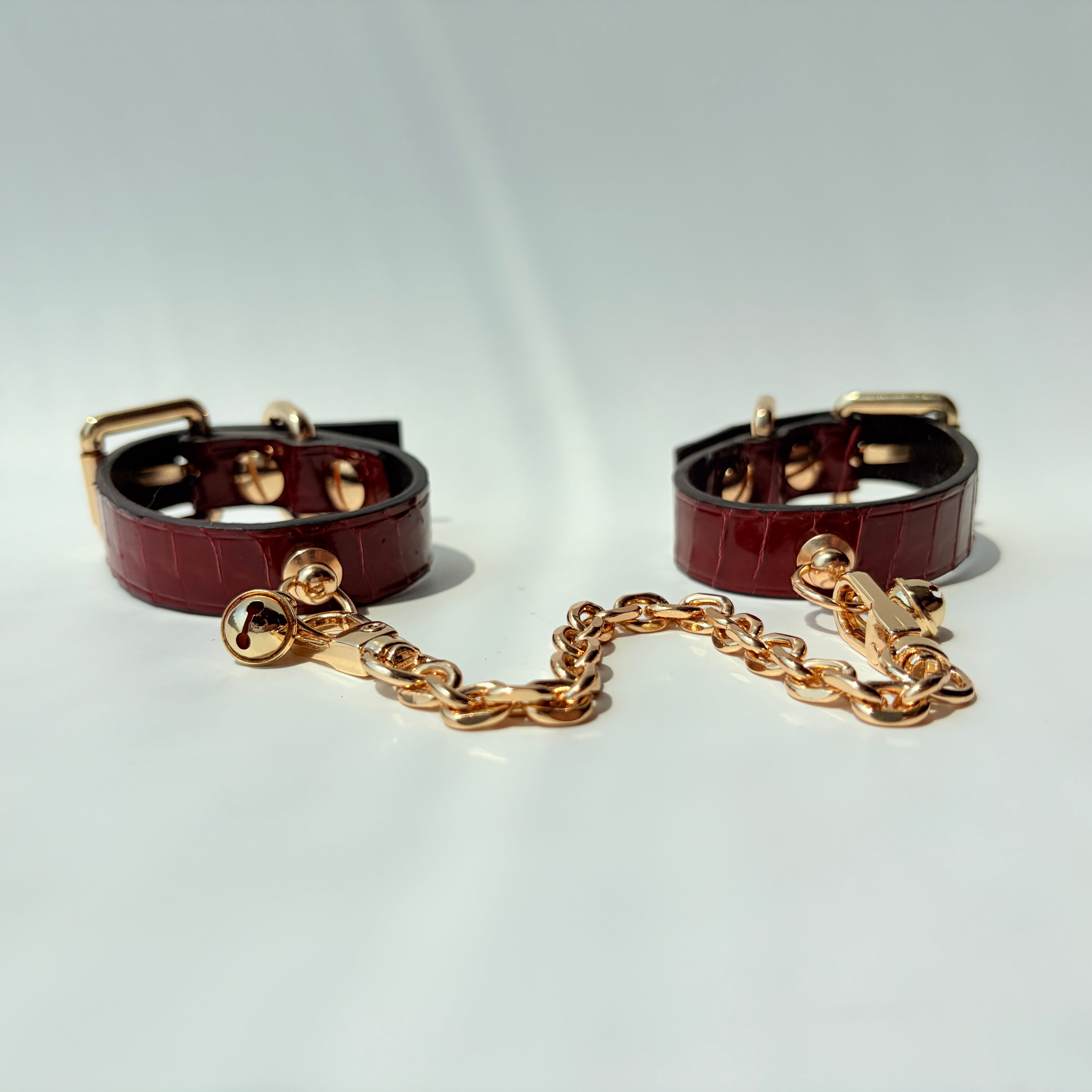 Gilded Surrender – Snakeskin Leather Choker with Chain & Bell | Hushcrafts®