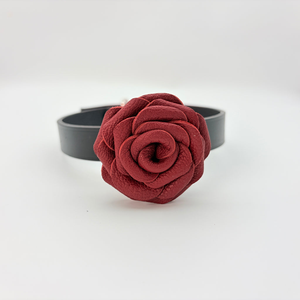 Leather Rose Choker – Handcrafted Lambskin-Lined Collar | Hushcrafts®