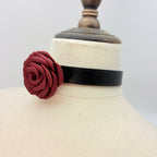 Leather Rose Choker – Handcrafted Lambskin-Lined Collar | Hushcrafts®