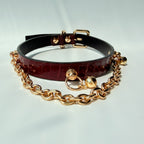 Gilded Surrender – Snakeskin Leather Choker with Chain & Bell | Hushcrafts®