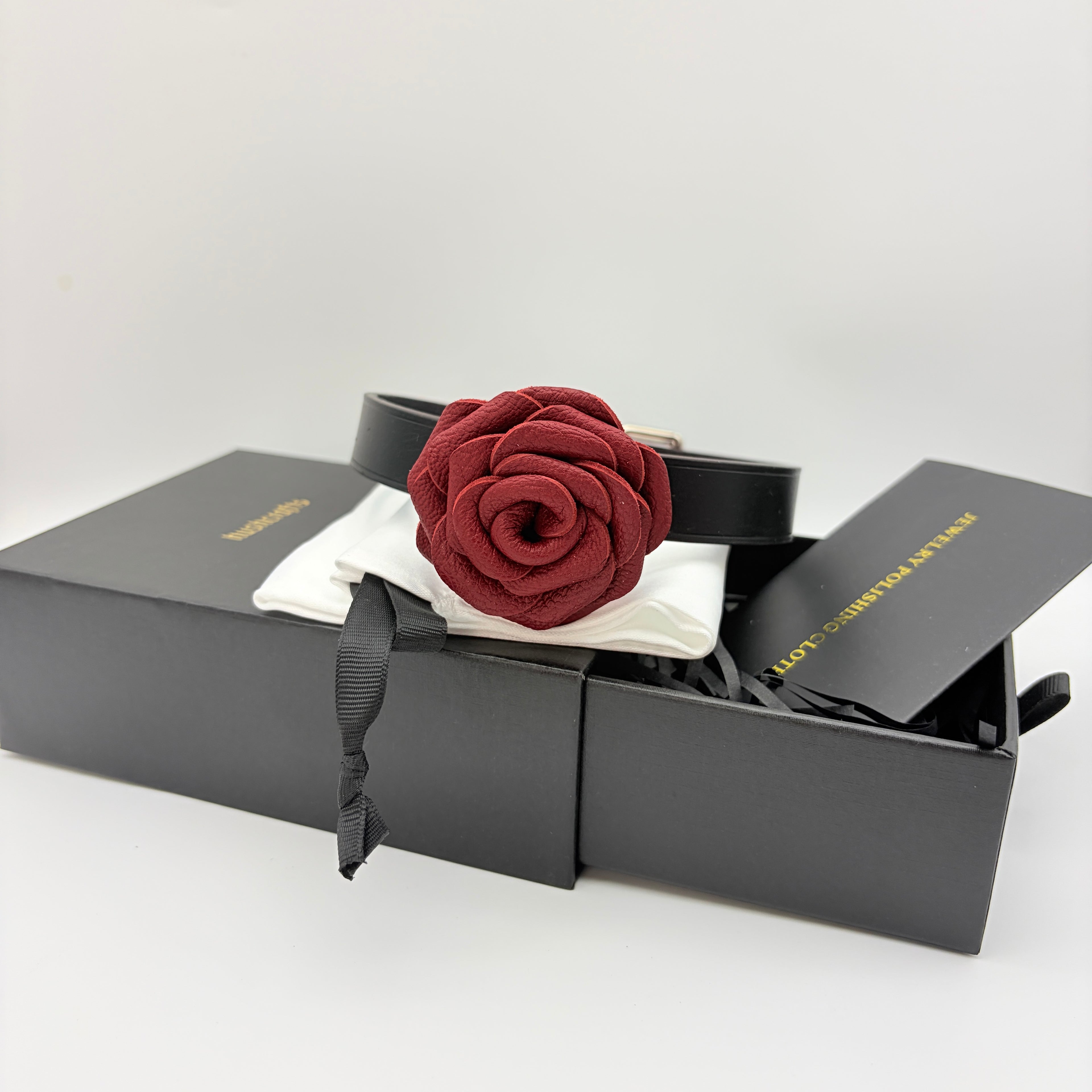 Leather Rose Choker – Handcrafted Lambskin-Lined Collar | Hushcrafts®