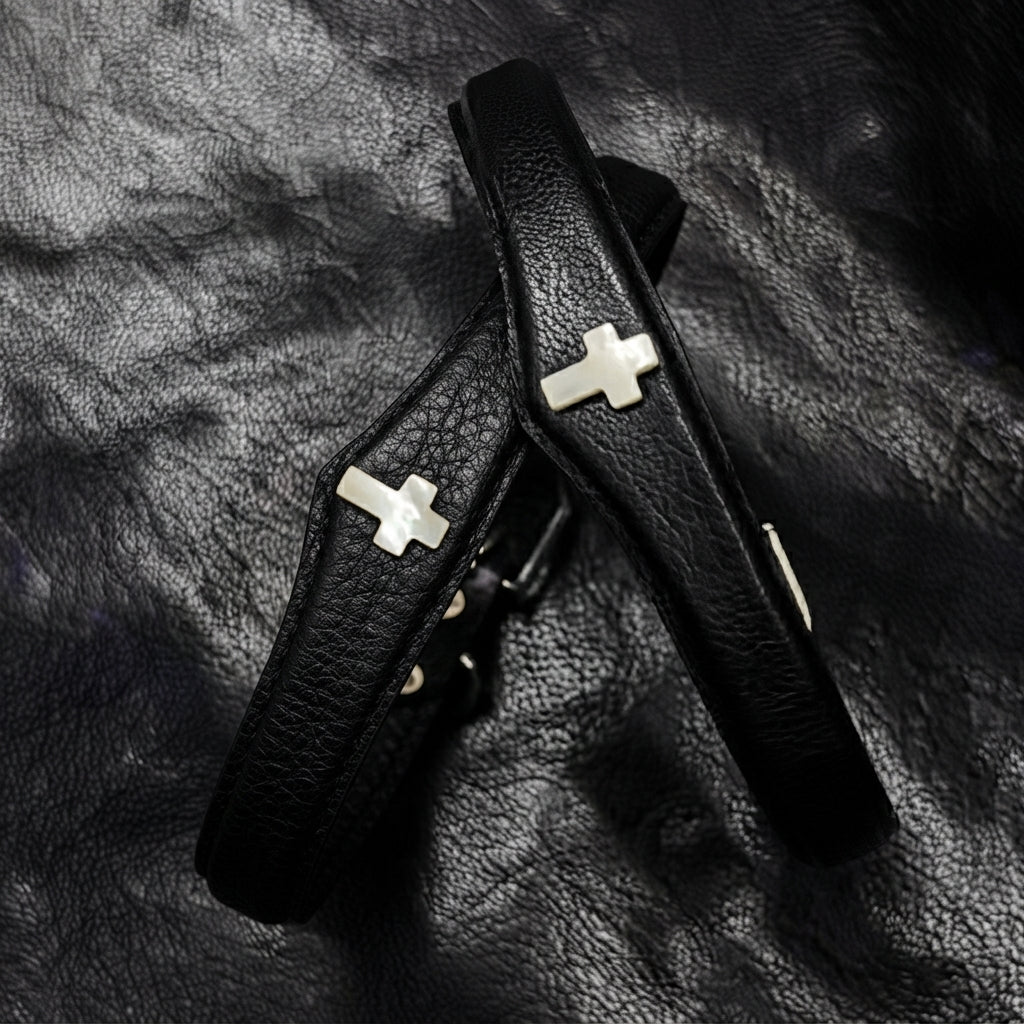 The Relic – Leather Choker with Cross | Hushcrafts®