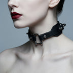 Shackled – Double-Strap Studded Leather Choker | Hushcrafts®