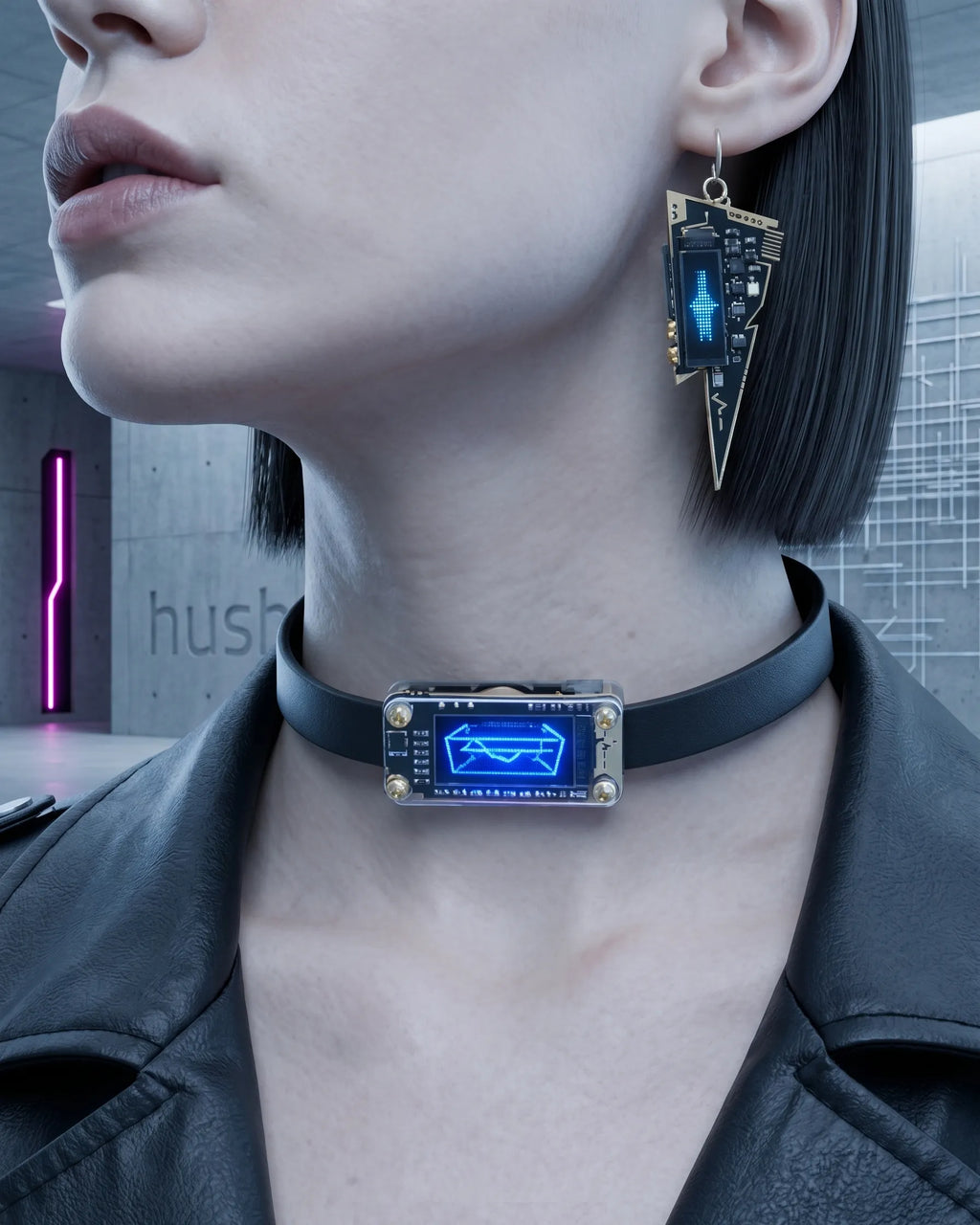 Sprachaktivierter LED-Lederchoker