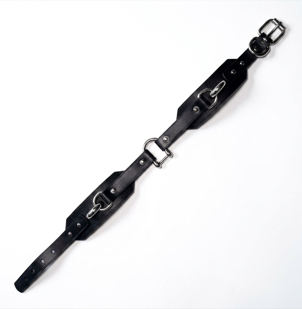 Shackled – Double-Strap Studded Leather Choker | Hushcrafts®
