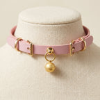 Ring My Bell – Minimalist Leather Choker with Gold Bell | Hushcrafts®