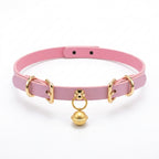 Ring My Bell – Minimalist Leather Choker with Gold Bell | Hushcrafts®