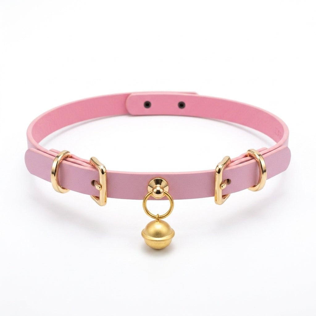 Ring My Bell – Minimalist Leather Choker with Gold Bell | Hushcrafts®