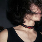 The Wound That Stays – Hand-Stitched Leather Choker with Open Seam | Hushcrafts®