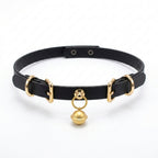 Ring My Bell – Minimalist Leather Choker with Gold Bell | Hushcrafts®