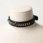 Chainline – Wide Leather Choker with Embedded Silver Chain | Hushcrafts®