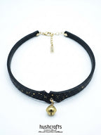 Gilded Whisper – Gold-Fleck Snakeskin Leather Anklet with Bell | Hushcrafts®