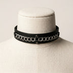 Chainline – Wide Leather Choker with Embedded Silver Chain | Hushcrafts®