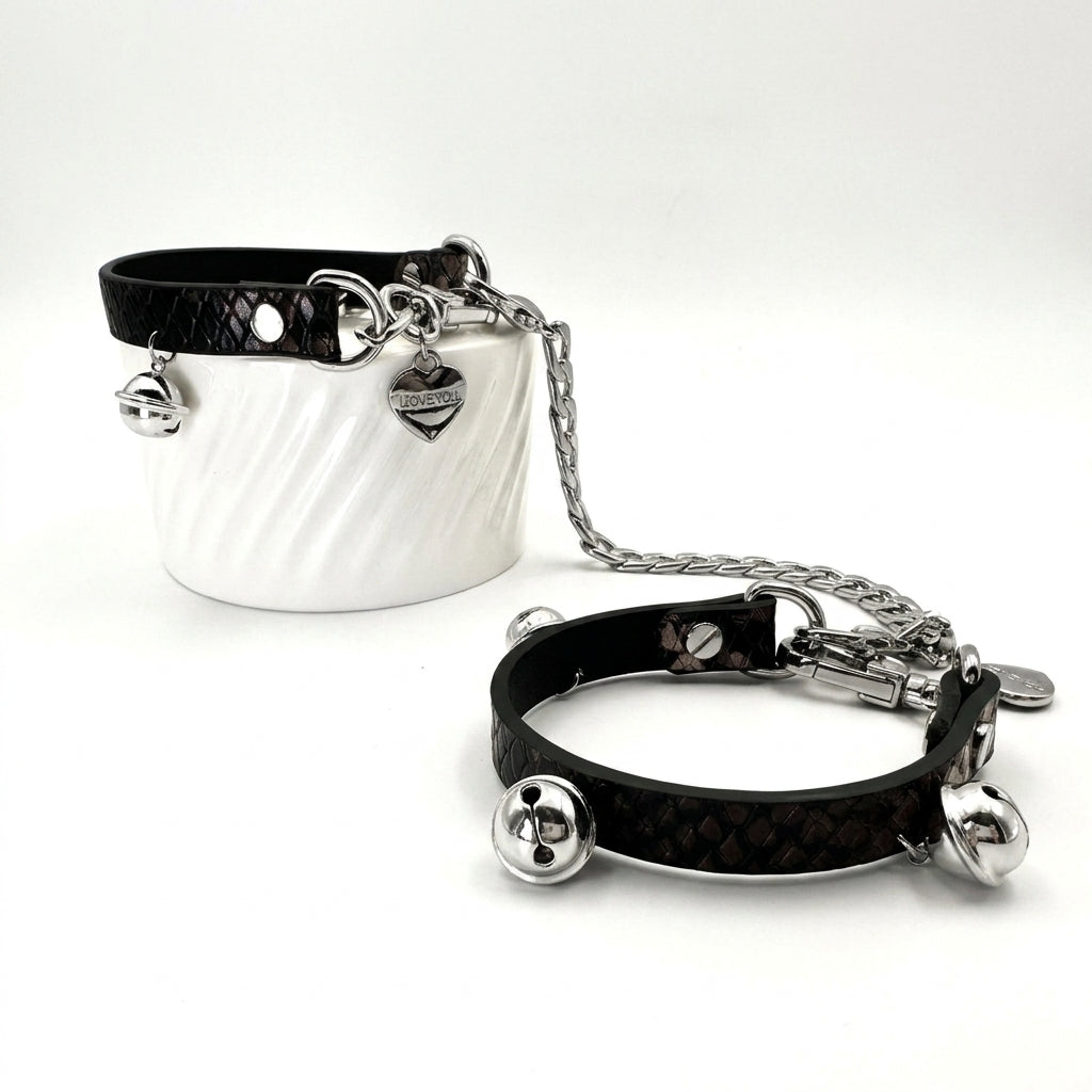 Every Step – Snakeskin Leather Anklet with Sterling Silver Bells | Hushcrafts®