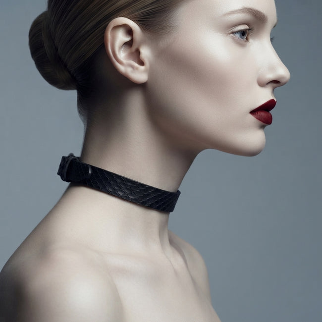 Skin Deep – Genuine Snakeskin Leather Choker | Hushcrafts® Hover Image