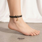 Gilded Whisper – Gold-Fleck Snakeskin Leather Anklet with Bell | Hushcrafts®