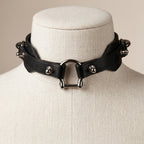 Shackled – Double-Strap Studded Leather Choker | Hushcrafts®