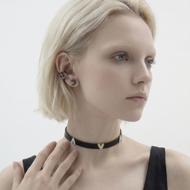 Hushcrafts® Sovereign Collar – Premium Leather Choker with Lambskin Lining Main Image