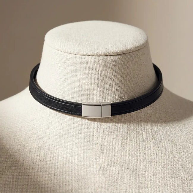 Quiet Resolve – Minimalist Men's Leather Choker | Hushcrafts® Main Image