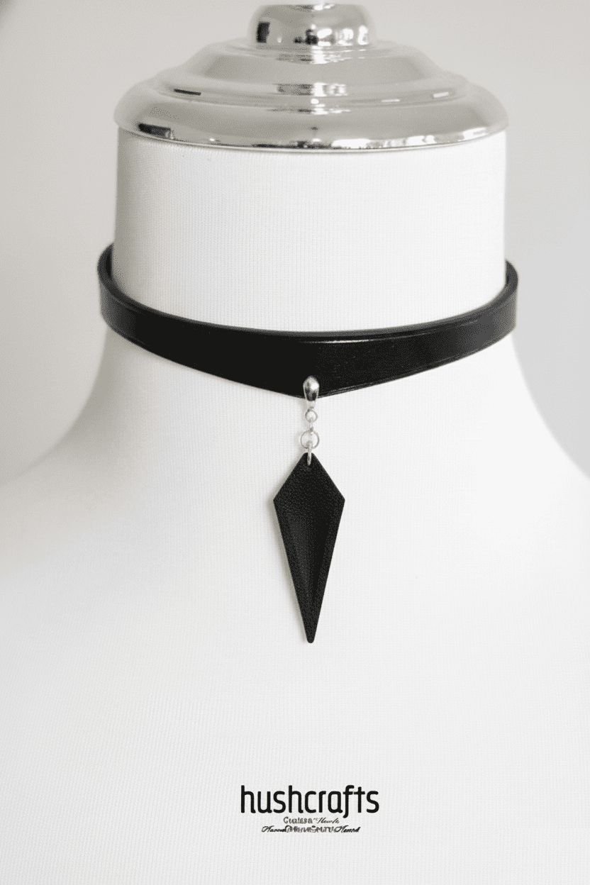 Aeon Leather Pendant Choker - Hushcrafts LLC