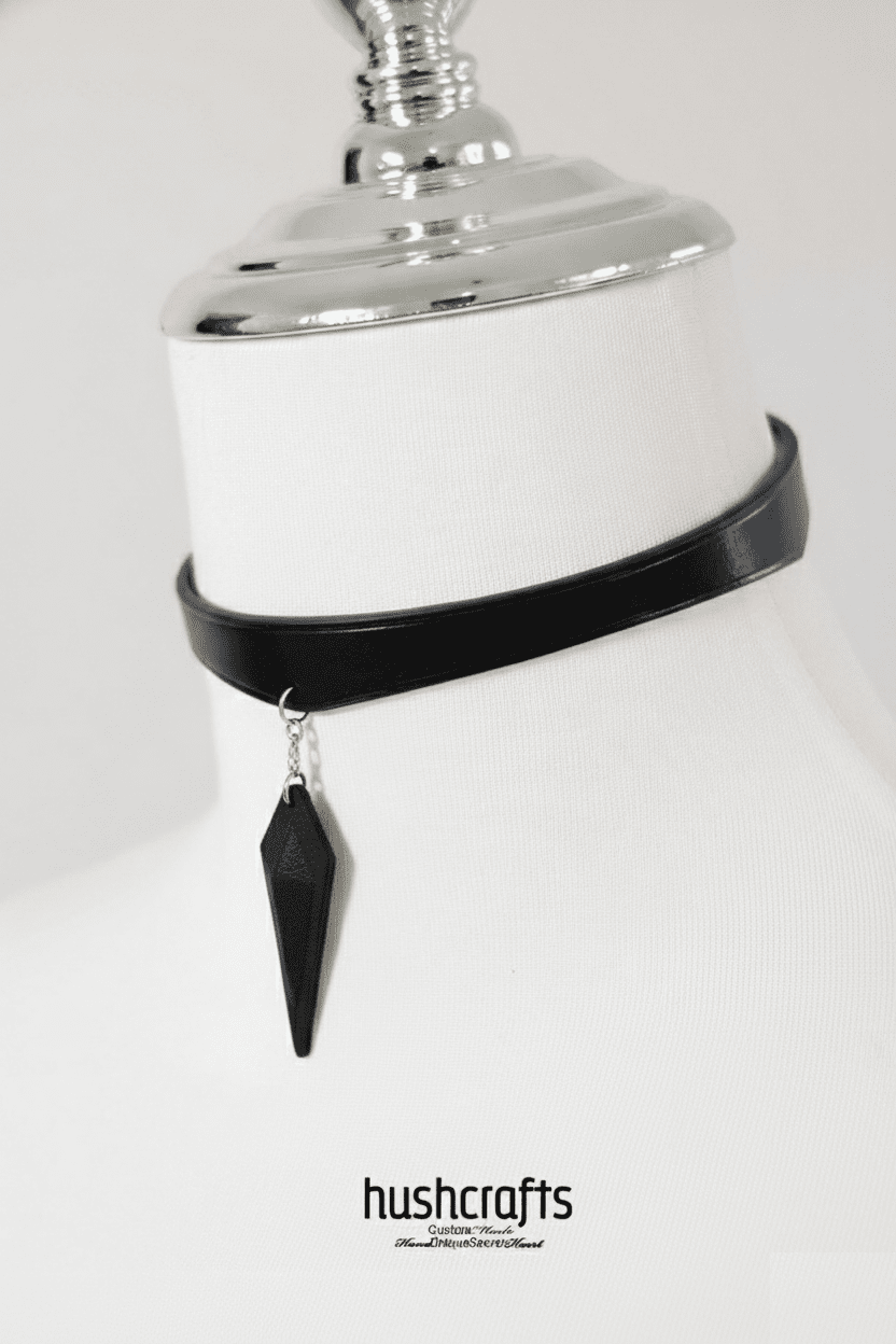 Aeon Leather Pendant Choker - Hushcrafts LLC