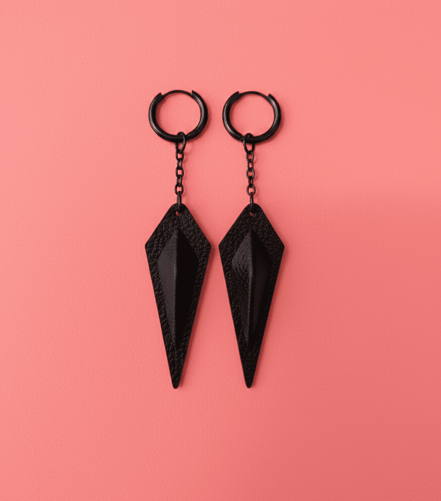 Avant - Garde 3D Geometric Leather Drop Earrings - Hushcrafts LLC