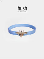 Bee choker collar for women with vegan leather and alloy parts - Available with different types of charms and colors - Hush