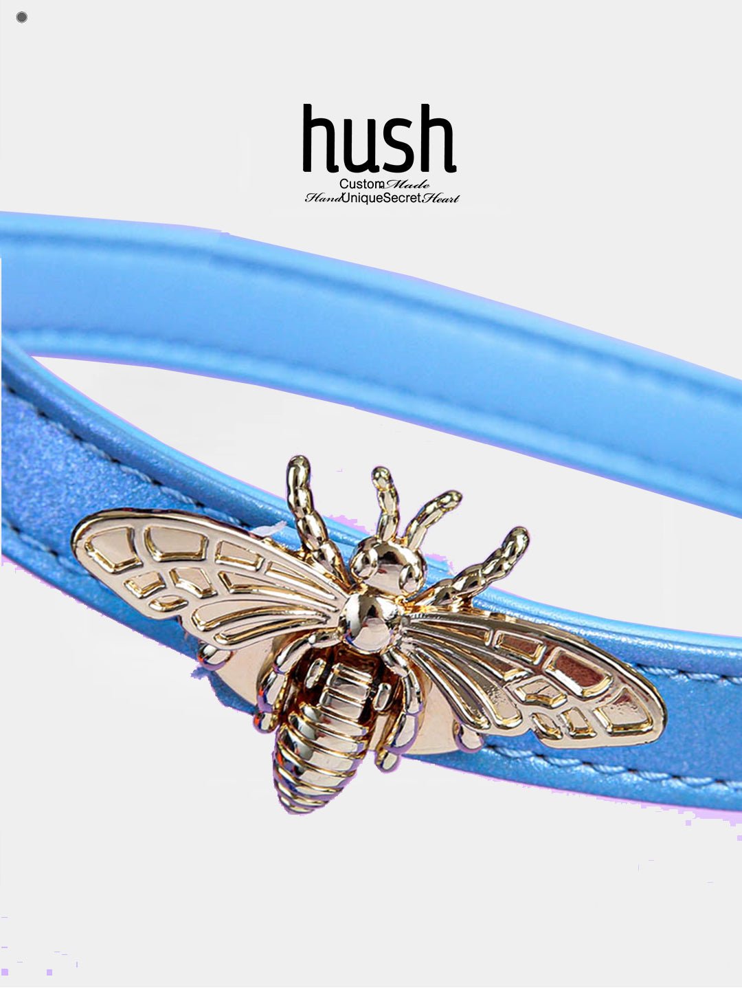 Bee choker collar for women with vegan leather and alloy parts - Available with different types of charms and colors - Hush