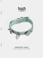 Bell with two buckles Handmade vegan leather custom choker collar (two buckles and bell with vegan leather) anniversary gift - Hush