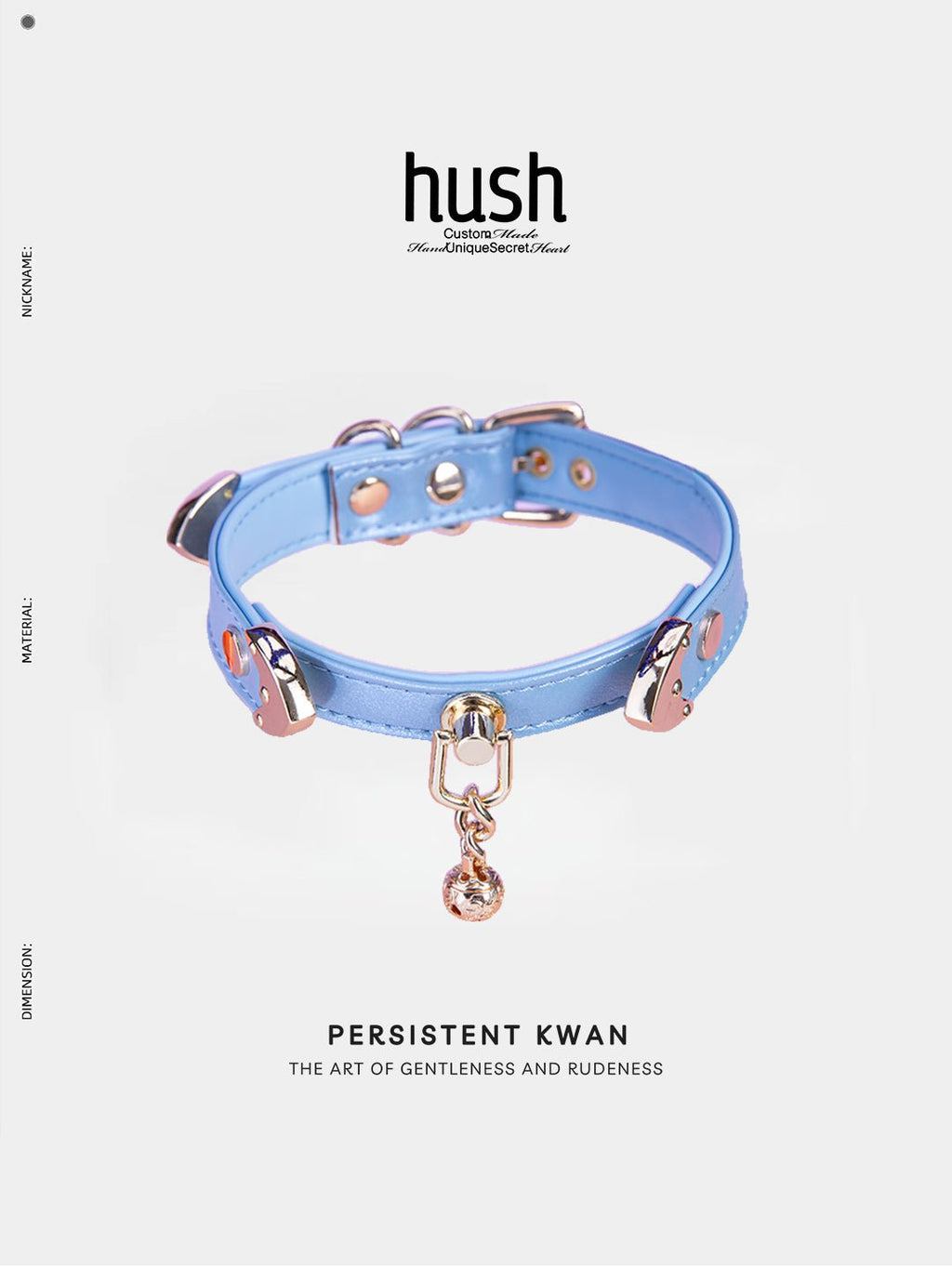 Bell with two Gold buckles Handmade vegan leather custom choker collar (two Gold buckles and bell with vegan leather) anniversary gift - Hush