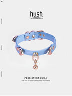 Bell with two Gold buckles Handmade vegan leather custom choker collar (two Gold buckles and bell with vegan leather) anniversary gift - Hush